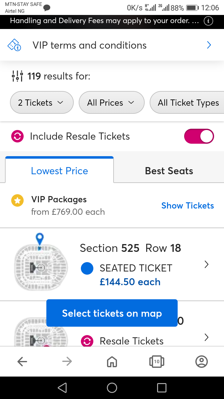 VIP terms and conditions Please ensure you read the ticket information carefully to ensure you have selected the correct option for you. Ticketmaster UK Limited is selling VIP packages on behalf of VIP Nation who are solely responsible for delivering the package and the quality of the products and services to be provided. If you have any queries relating to VIP Packages only, please contact vipnation@livenation.co.uk.